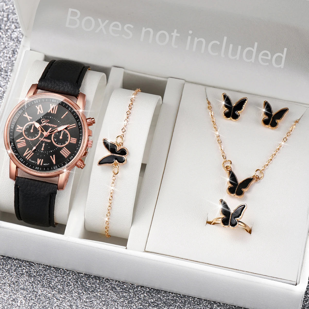 Women's Rhinestone Watch & Jewellery Set - Brooksandezra