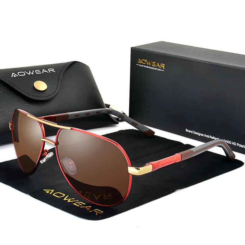 Aluminum Aviator Polarised Sunglasses - Brooksandezra