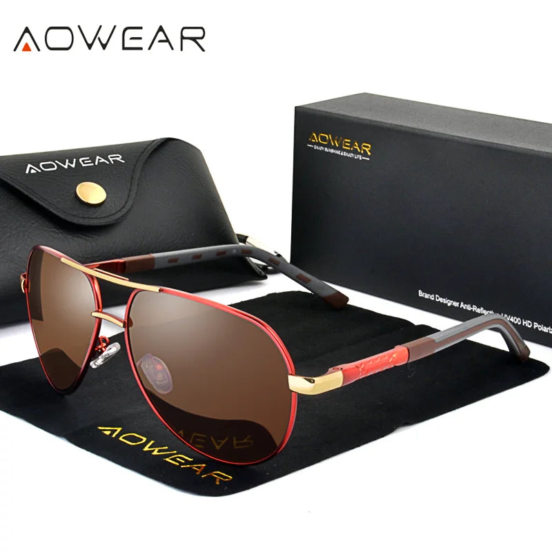 Aluminum Aviator Polarised Sunglasses - Brooksandezra