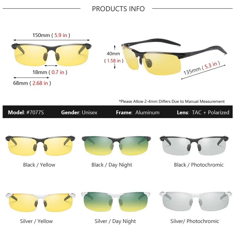 AOWEAR Photochromic Polarized Sunglasses – Rimless Aluminium Men's - Brooksandezra