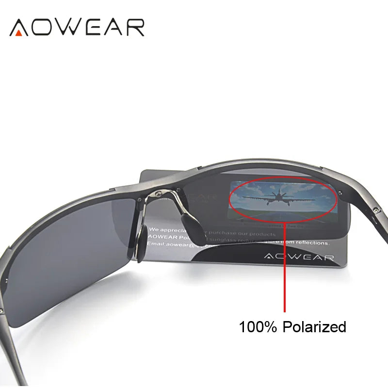 AOWEAR Photochromic Polarized Sunglasses – Rimless Aluminium Men's - Brooksandezra