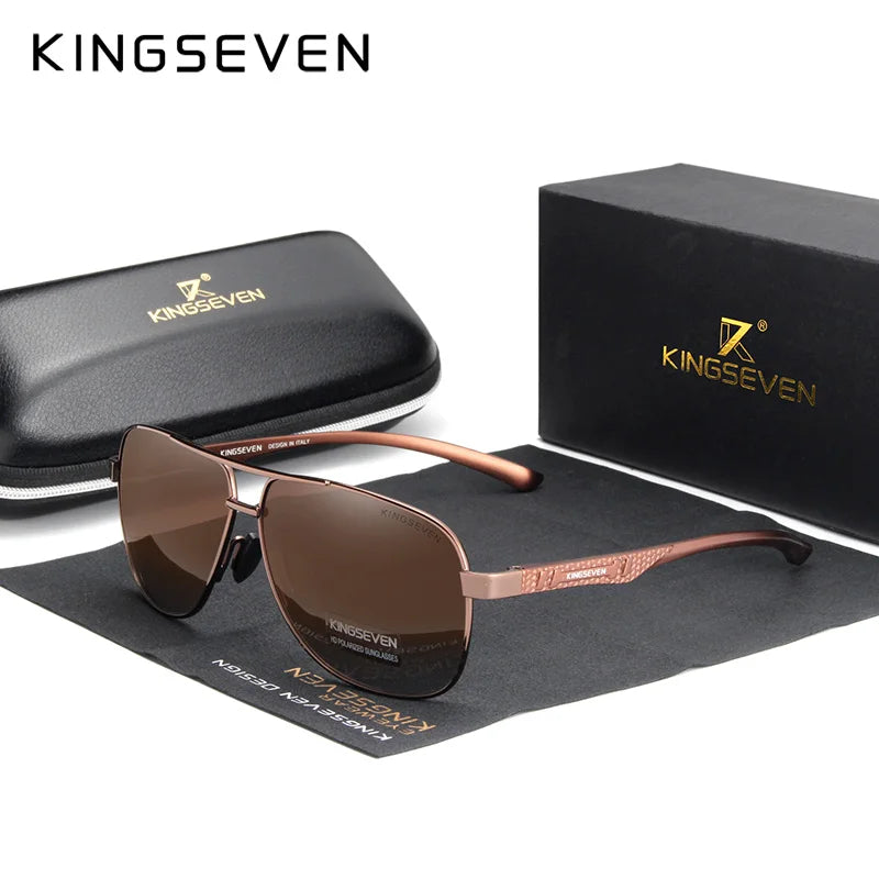KINGSEVEN Polarized Pilot Sunglasses – Mirrored UV400 Aluminium Men's - Brooksandezra