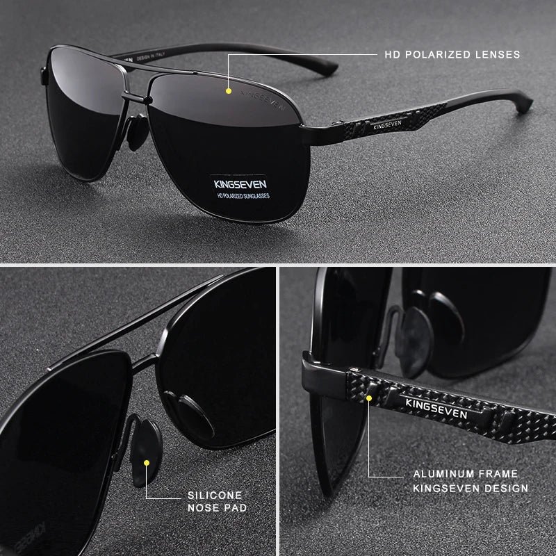 KINGSEVEN Polarized Pilot Sunglasses – Mirrored UV400 Aluminium Men's - Brooksandezra