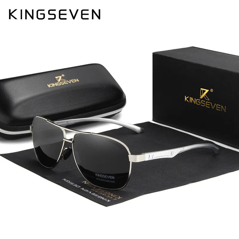 KINGSEVEN Polarized Pilot Sunglasses – Mirrored UV400 Aluminium Men's - Brooksandezra