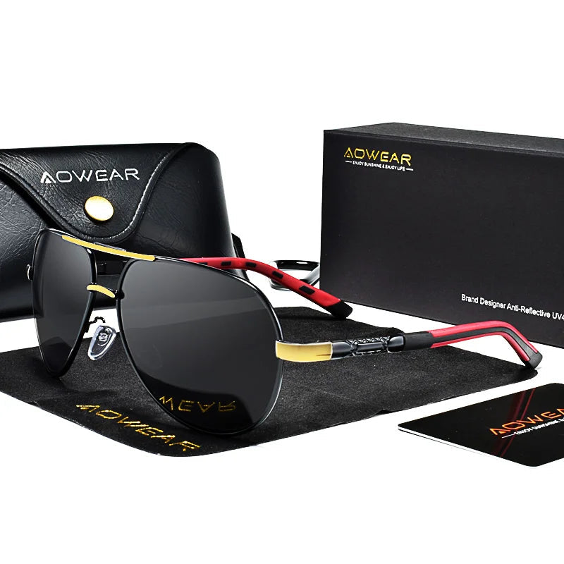 Aluminum Aviator Polarised Sunglasses - Brooksandezra