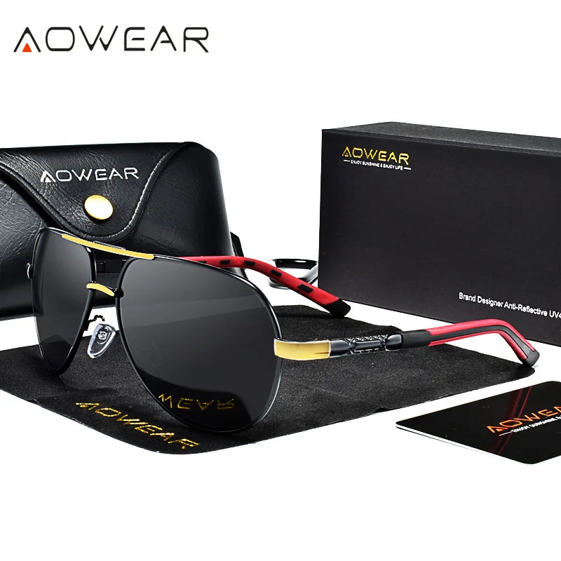 Aluminum Aviator Polarised Sunglasses - Brooksandezra