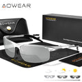 AOWEAR Photochromic Polarized Sunglasses – Rimless Aluminium Men's - Brooksandezra