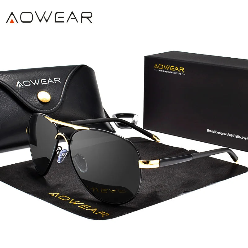 Aviator Polarized Sunglasses – Mirrored Metal Frame - Brooksandezra