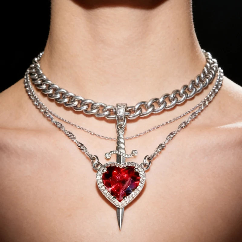Heart & Crystal Couple Pendant Necklace - Brooksandezra
