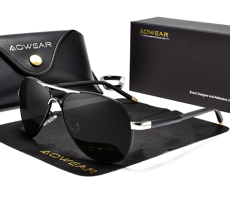Aviator Polarized Sunglasses – Mirrored Metal Frame - Brooksandezra