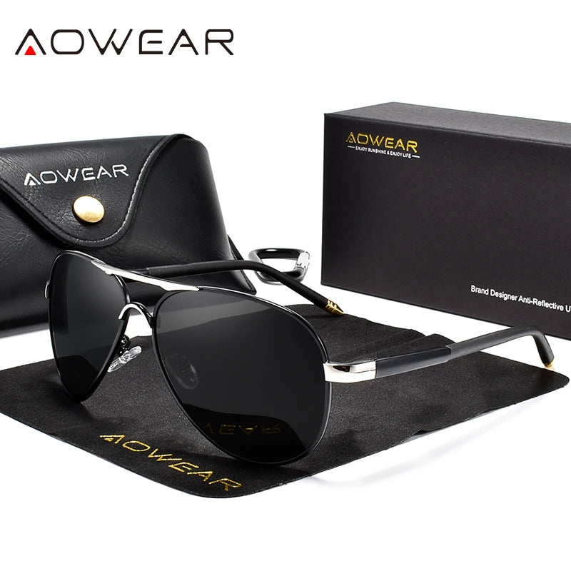 Aviator Polarized Sunglasses – Mirrored Metal Frame - Brooksandezra