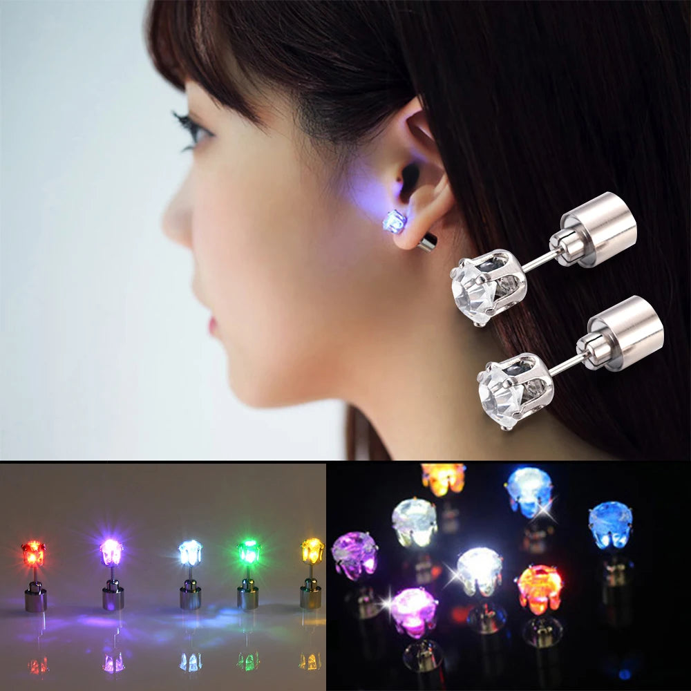 LED Light-Up Zircon Stud Earrings (2-Pack)