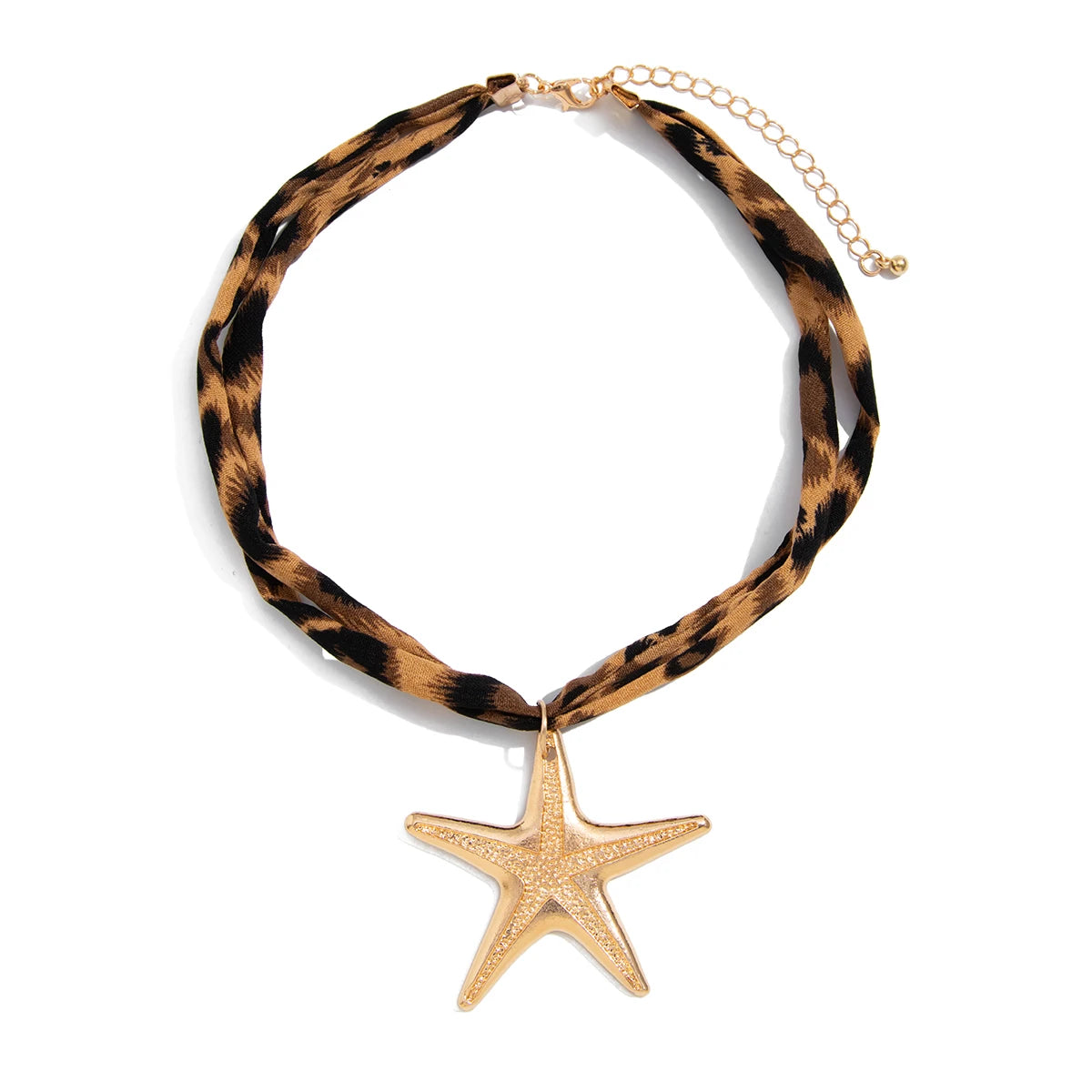 Leopard Print Cloth Cord Pendant Necklace - Brooksandezra