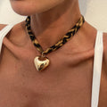 Leopard Print Cloth Cord Pendant Necklace - Brooksandezra