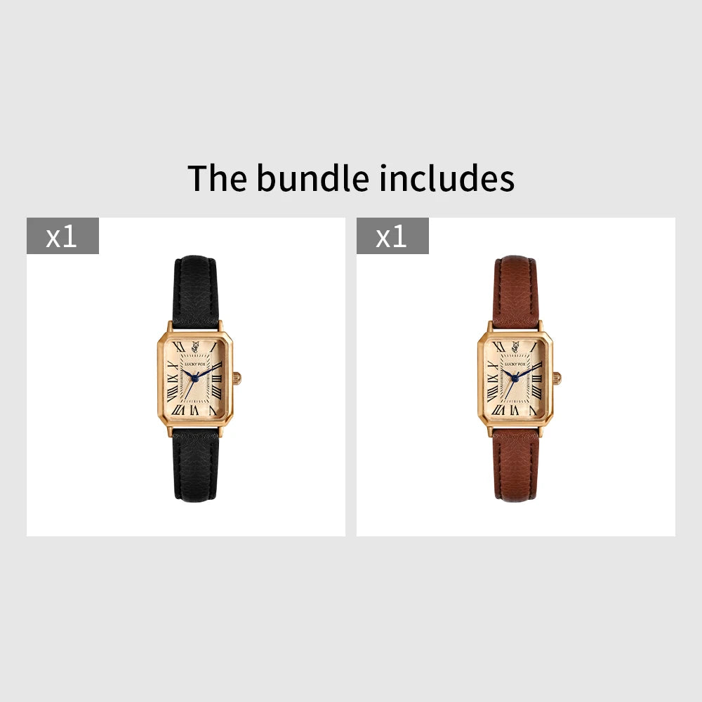 Women's Retro Square Dial Leather Watch - Brooksandezra