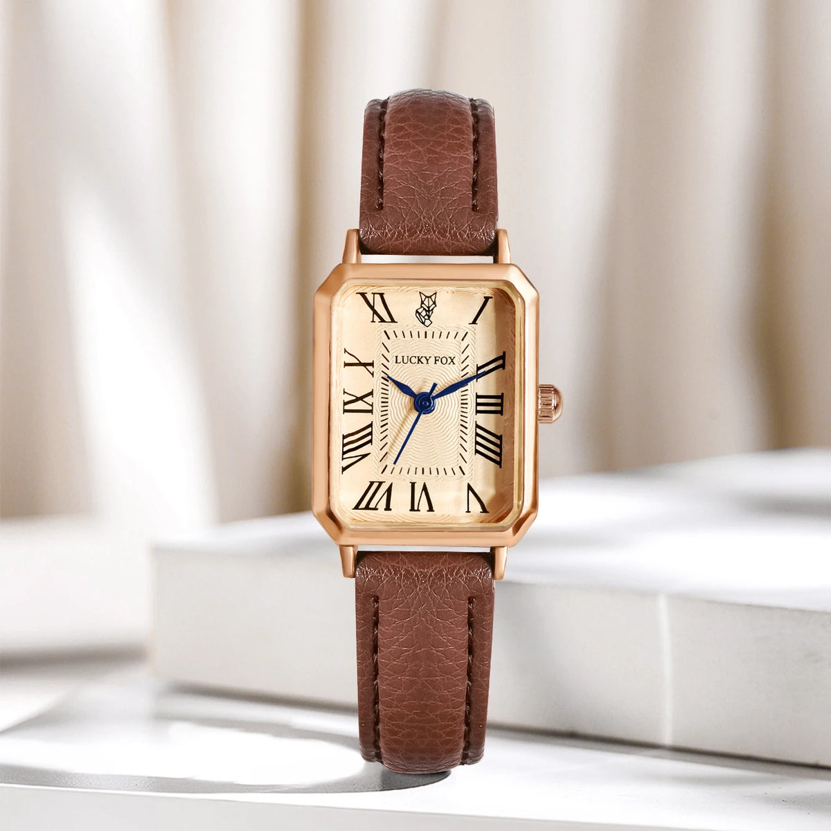 Women's Retro Square Dial Leather Watch - Brooksandezra