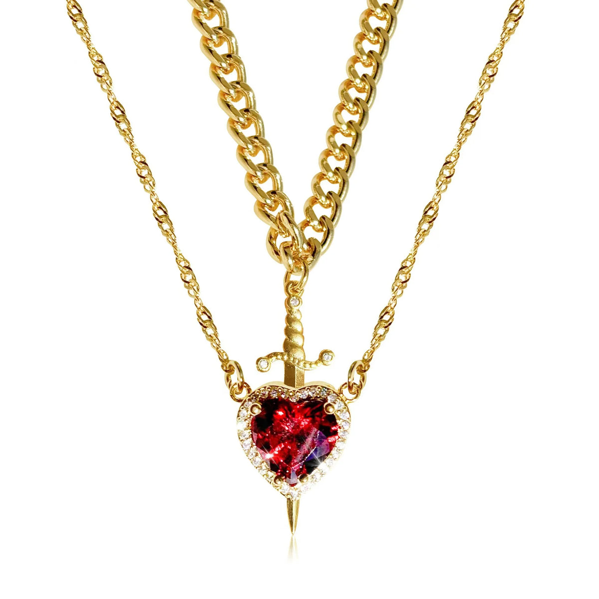 Heart & Crystal Couple Pendant Necklace - Brooksandezra