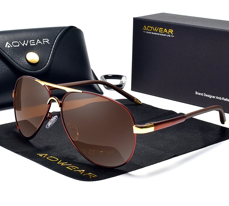 Aviator Polarized Sunglasses – Mirrored Metal Frame - Brooksandezra