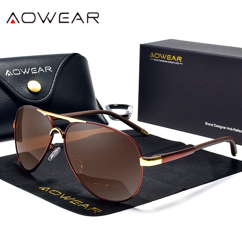 Aviator Polarized Sunglasses – Mirrored Metal Frame - Brooksandezra