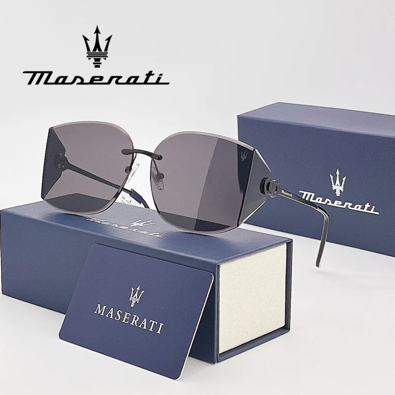 Oversized Rimless Sunglasses – Gradient Lenses - Brooksandezra