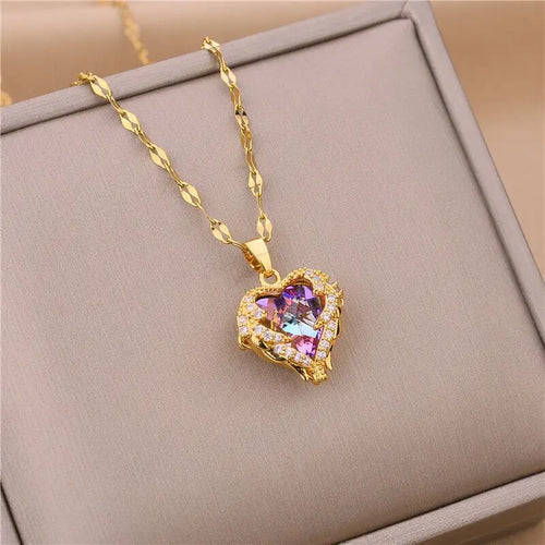 Crystal Heart Pendant Necklace - Brooksandezra