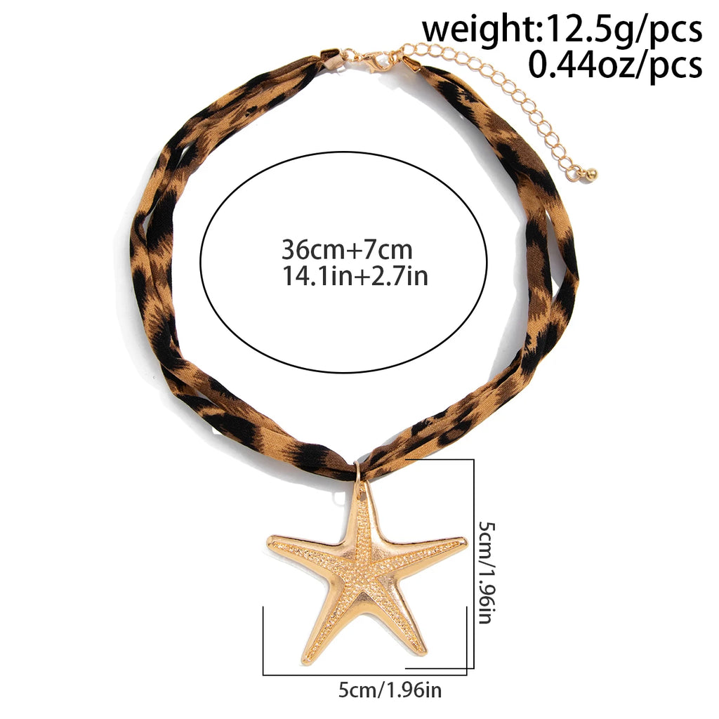 Leopard Print Cloth Cord Pendant Necklace - Brooksandezra
