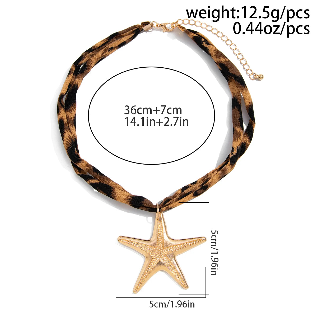 Leopard Print Cloth Cord Pendant Necklace - Brooksandezra