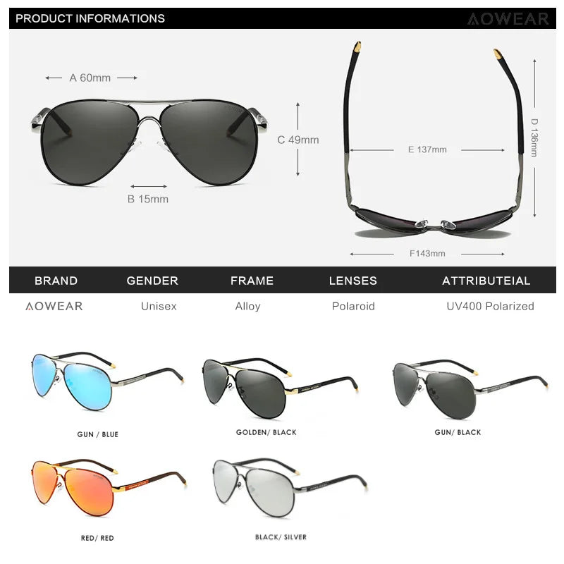 Aviator Polarized Sunglasses – Mirrored Metal Frame - Brooksandezra