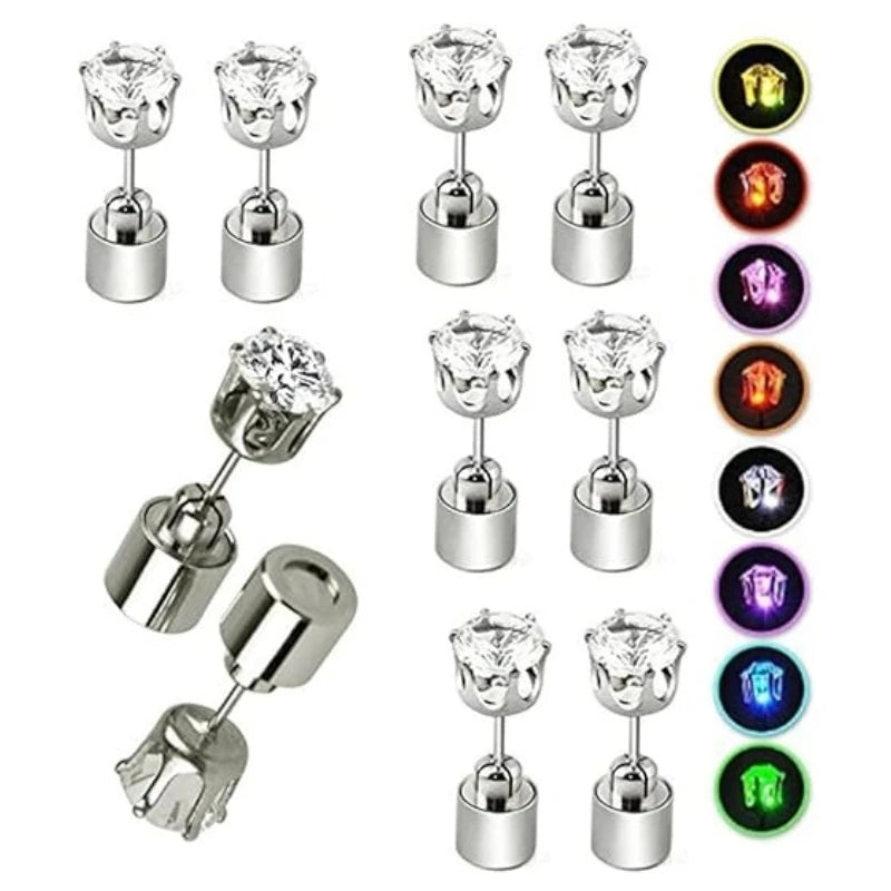 LED Light-Up Zircon Stud Earrings (2-Pack)