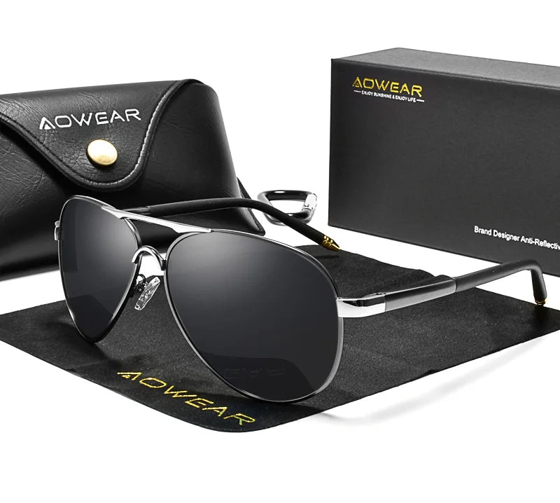 Aviator Polarized Sunglasses – Mirrored Metal Frame - Brooksandezra