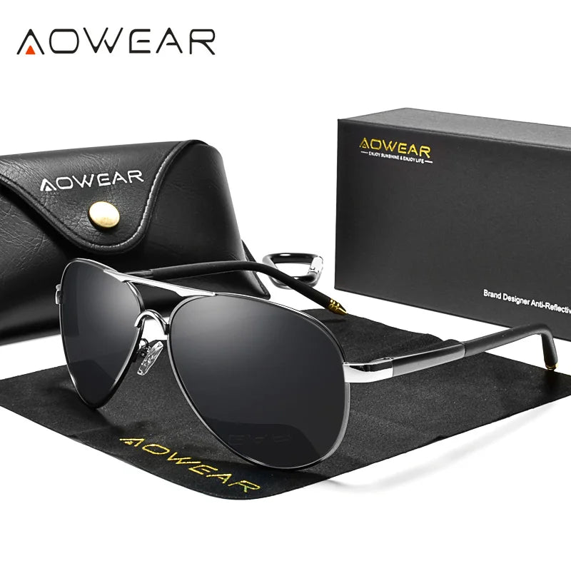 Aviator Polarized Sunglasses – Mirrored Metal Frame - Brooksandezra