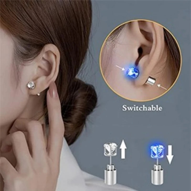 LED Light-Up Zircon Stud Earrings (2-Pack)