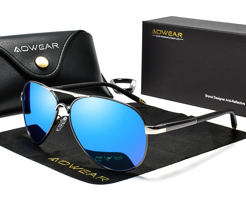 Aviator Polarized Sunglasses – Mirrored Metal Frame - Brooksandezra