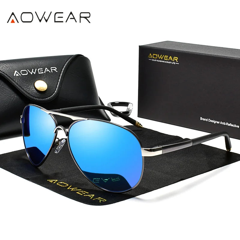 Aviator Polarized Sunglasses – Mirrored Metal Frame - Brooksandezra