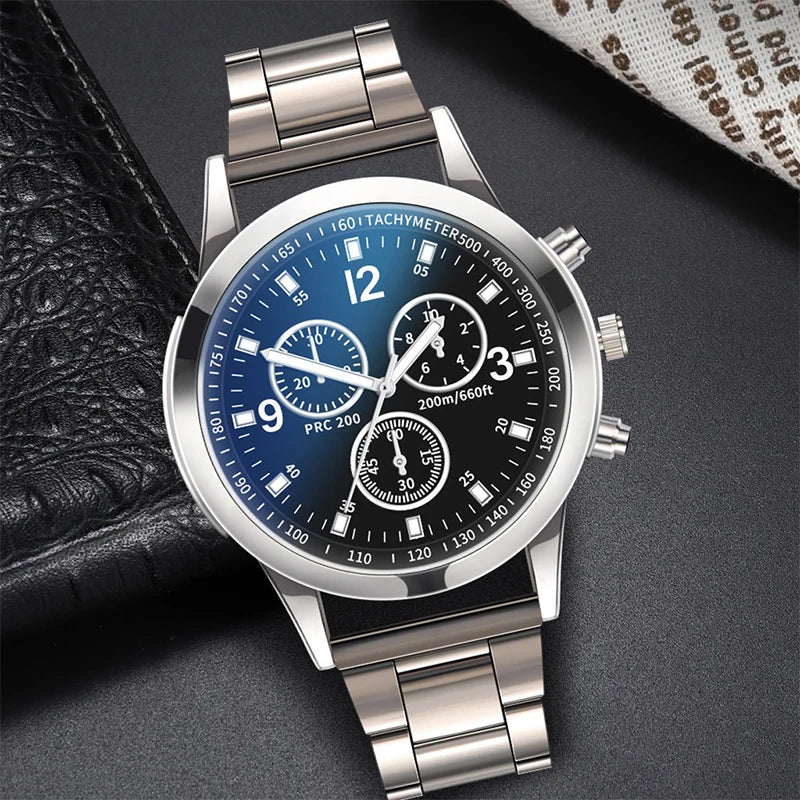 Men's Steel Band Watch & Bracelet Set - Brooksandezra