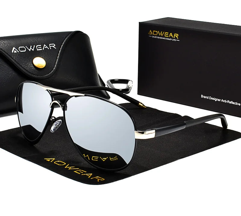 Aviator Polarized Sunglasses – Mirrored Metal Frame - Brooksandezra