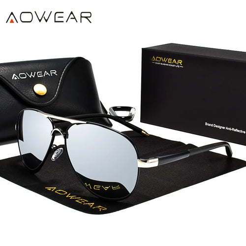 Aviator Polarized Sunglasses – Mirrored Metal Frame - Brooksandezra