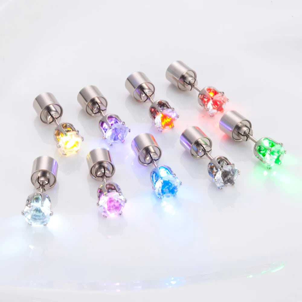 LED Light-Up Zircon Stud Earrings (2-Pack)