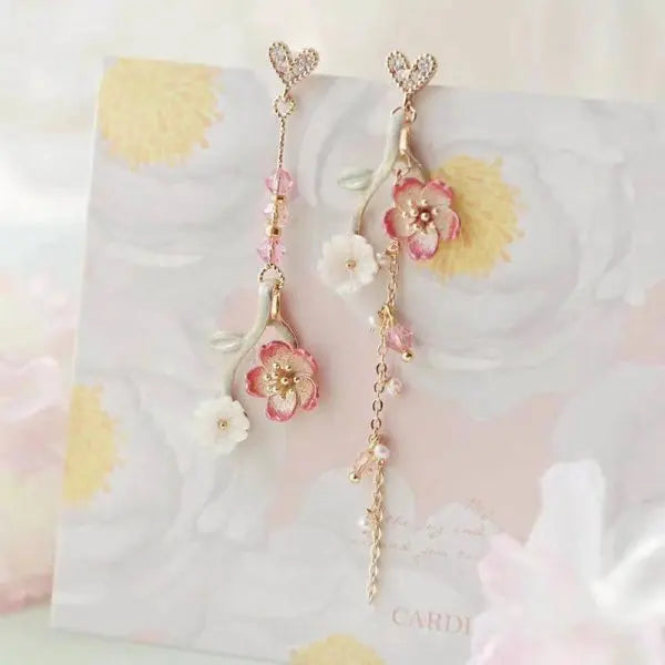 Glass Butterfly Tassel Drop Earrings - Brooksandezra