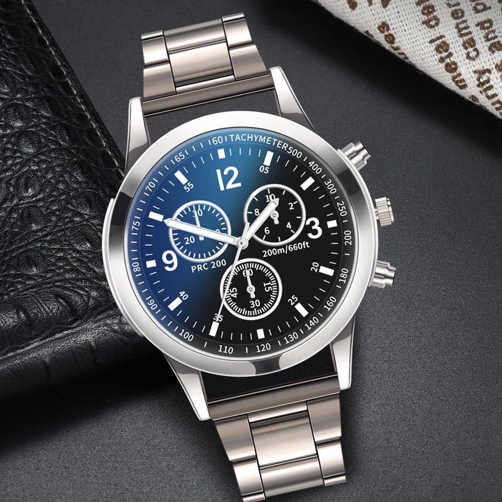 Men's Steel Band Watch & Bracelet Set - Brooksandezra