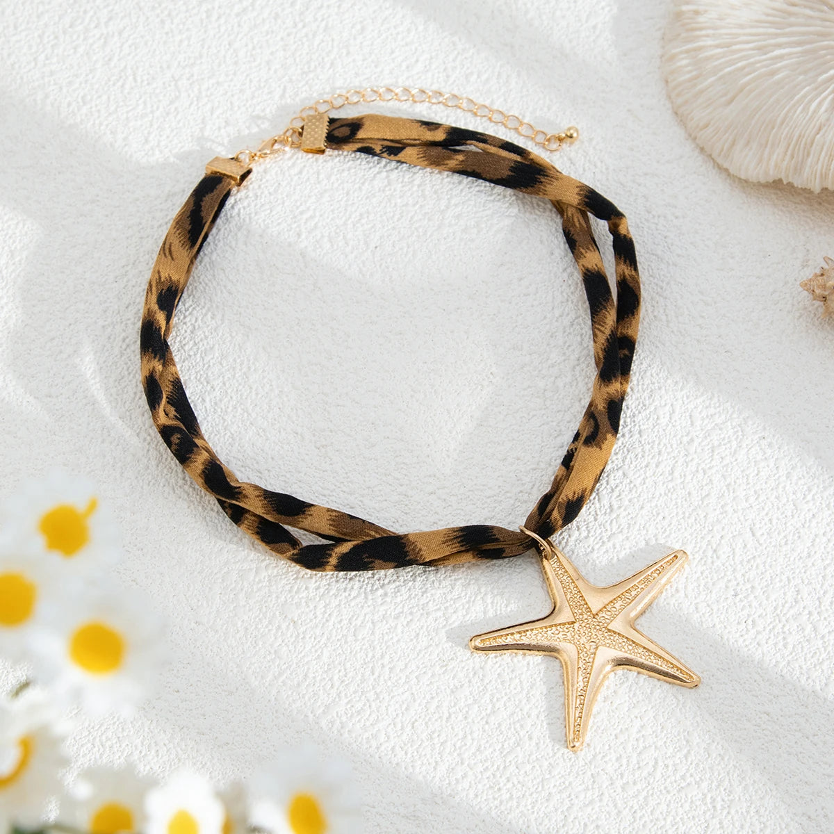 Leopard Print Cloth Cord Pendant Necklace - Brooksandezra