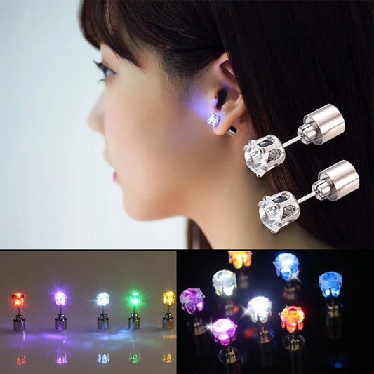 LED Light-Up Zircon Stud Earrings (2-Pack)