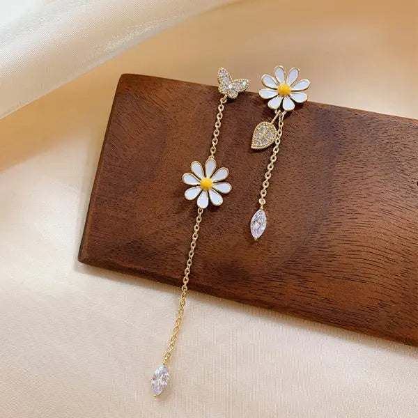 Glass Butterfly Tassel Drop Earrings - Brooksandezra