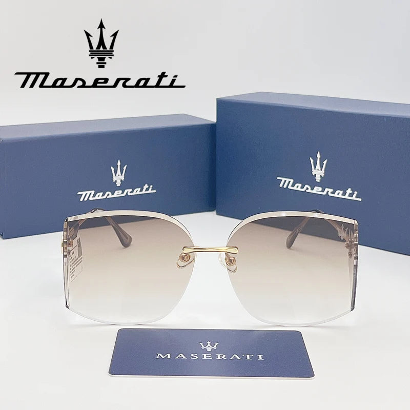 Oversized Rimless Sunglasses – Gradient Lenses - Brooksandezra
