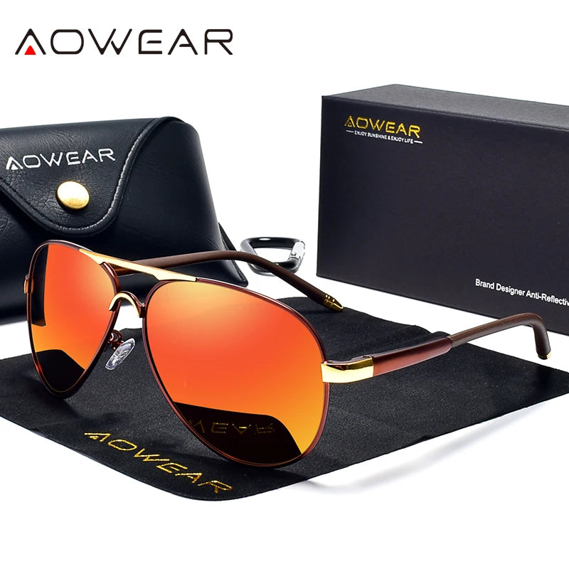 Aviator Polarized Sunglasses – Mirrored Metal Frame - Brooksandezra