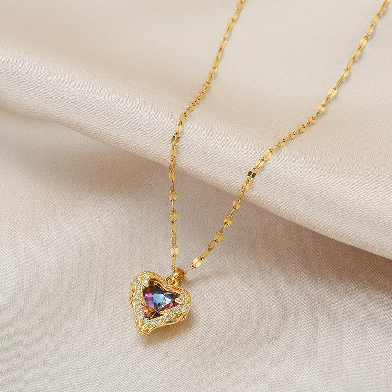 Crystal Heart Pendant Necklace - Brooksandezra