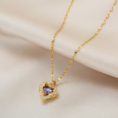 Crystal Heart Pendant Necklace - Brooksandezra