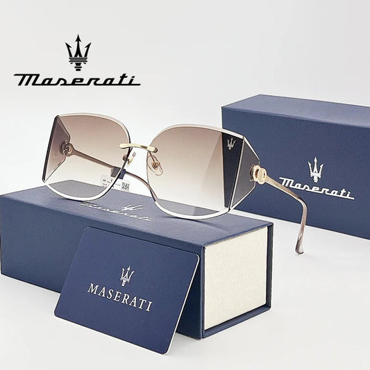 Oversized Rimless Sunglasses – Gradient Lenses - Brooksandezra
