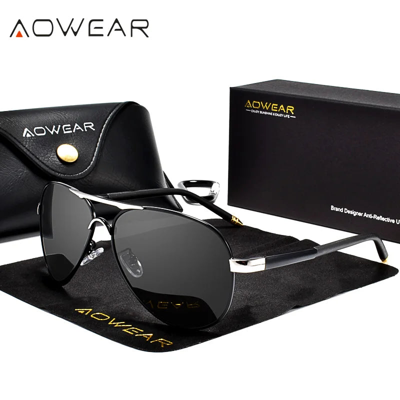 Aviator Polarized Sunglasses – Mirrored Metal Frame - Brooksandezra