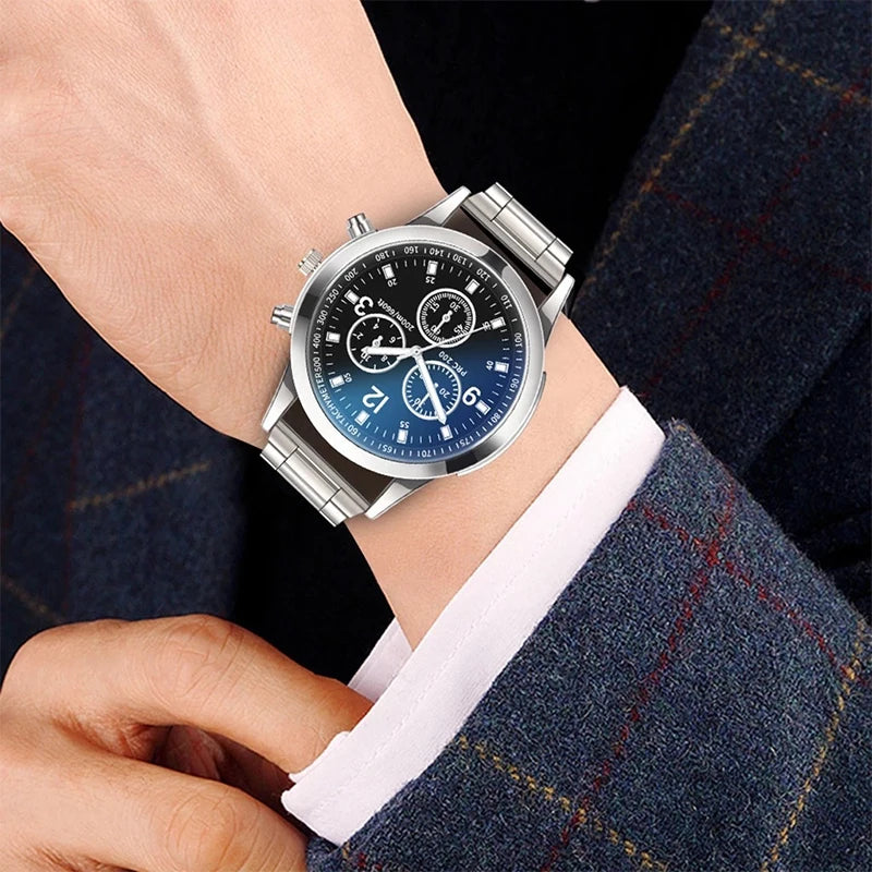 Men's Steel Band Watch & Bracelet Set - Brooksandezra